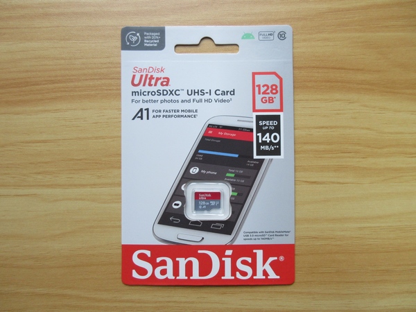 SanDiskのmicroSDカード SDSQUAB-128G-GN6MN